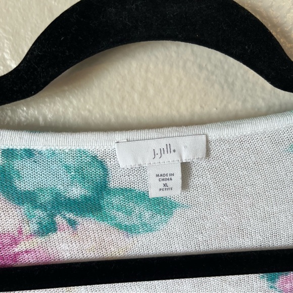 J. Jill White Floral Linen Pullover Sweater size XL Petite - Picture 4 of 5